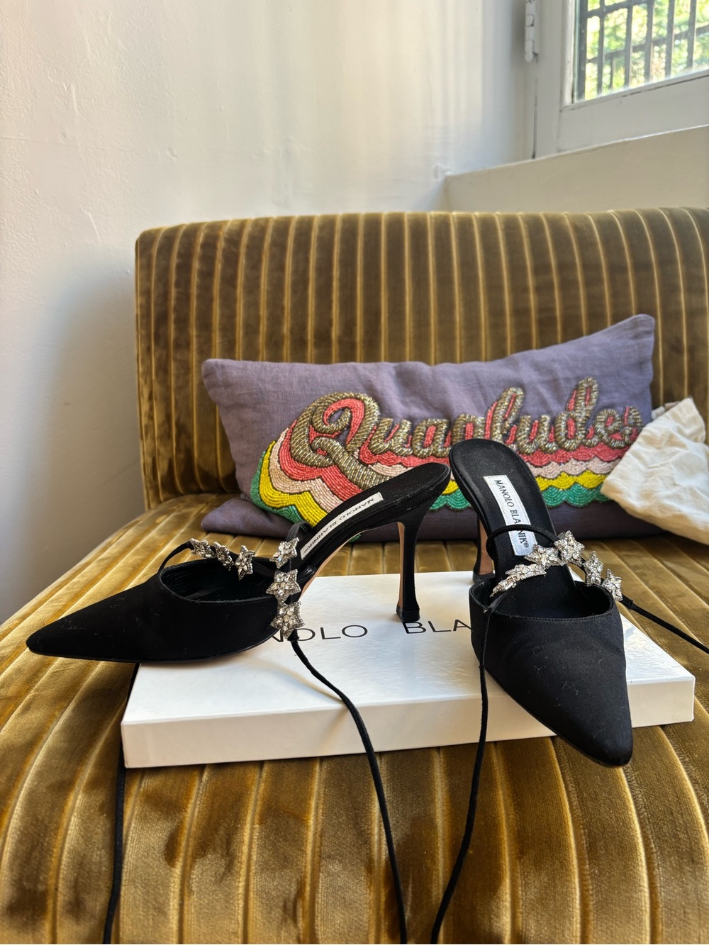 Manolo Blahnik Mule with Crystal Tie